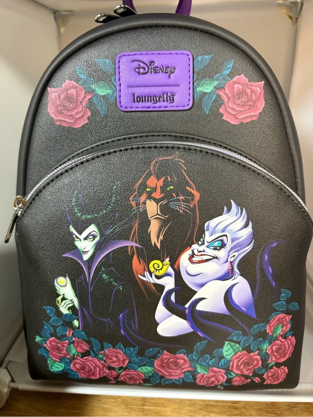 Disney Loungefly Villains Mini Backpack - Black with Rose Accents